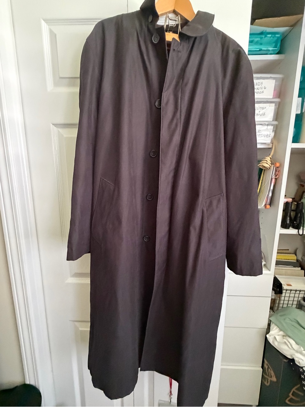 Vintage Men’s London fog maincoat Black Long Trench Coat with liner